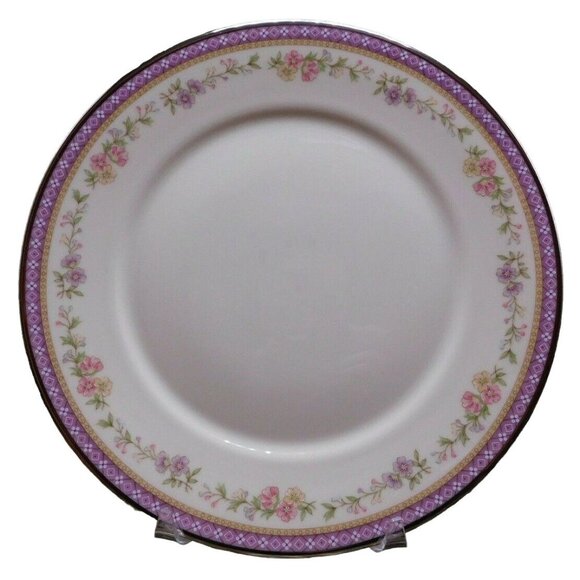 Lenox Amethyst Platinum Trim Dinner Plate 10 3/4" Floral USA Ceramic Vintage - Picture 1 of 4